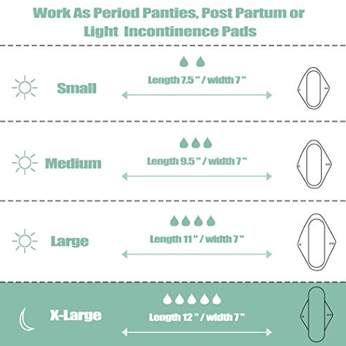 wegreeco Charcoal Reusable Menstrual Pads - Reusable Sanitary Pads | Reusable Panty Liners | Soft Cloth Menstrual Pads - 6 Pack with 1 Cloth Mini Wet Bag (M, Cherry Blossoms)