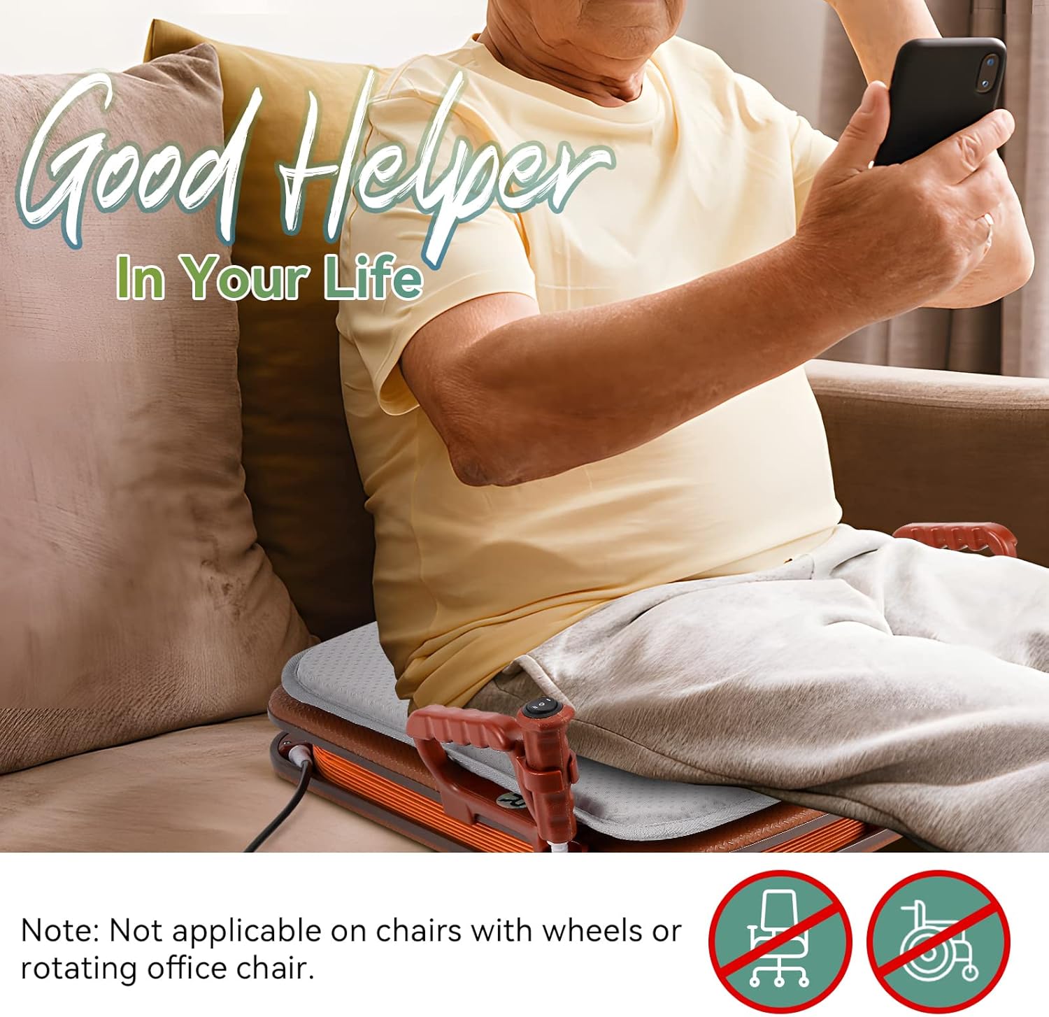 Seat Assist Lifting Cushion for Elderly with Pad, Chair Lift Assist Devices for Seniors Adults with 220lb Weight Capacity Lifting Angle Up to 35°, Portable seat lift with Button Control