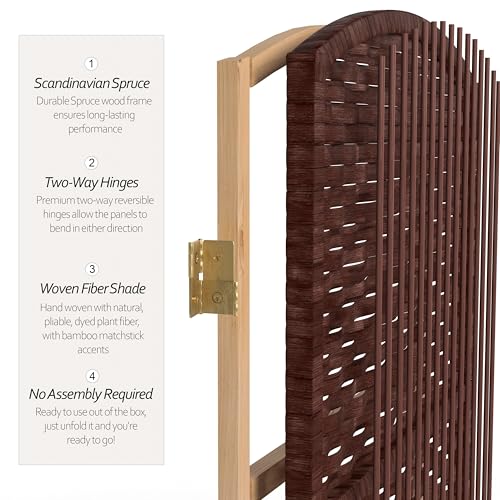 Red Lantern 7 ft. Tall Diamond Weave Dark Beige-6 Panels Room Divider