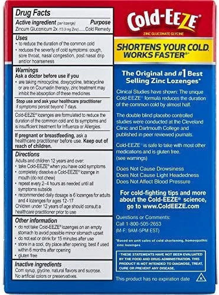 5 Pack Cold-EEZE Cold Remedy Sugar Free Lozenges Wild Cherry 18 Count each