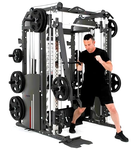 MiM USA Hercules EX Commercial All in One Gym Machine w/400 lb Weight Stack Jammer Arms Adj Bench Leg Press Leg Extension Arm Curl LAT Seat Complete Attachment