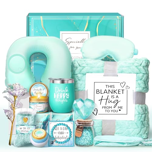 LUCOTIYA Birthday Gifts for Women Self Care Gifts Get Well Soon Gifts,Ocean Relaxing Spa Gift Basket Care Package with Blanket, Idea Thinking of You Gifts for Mom Her Best Friends Sister Wife