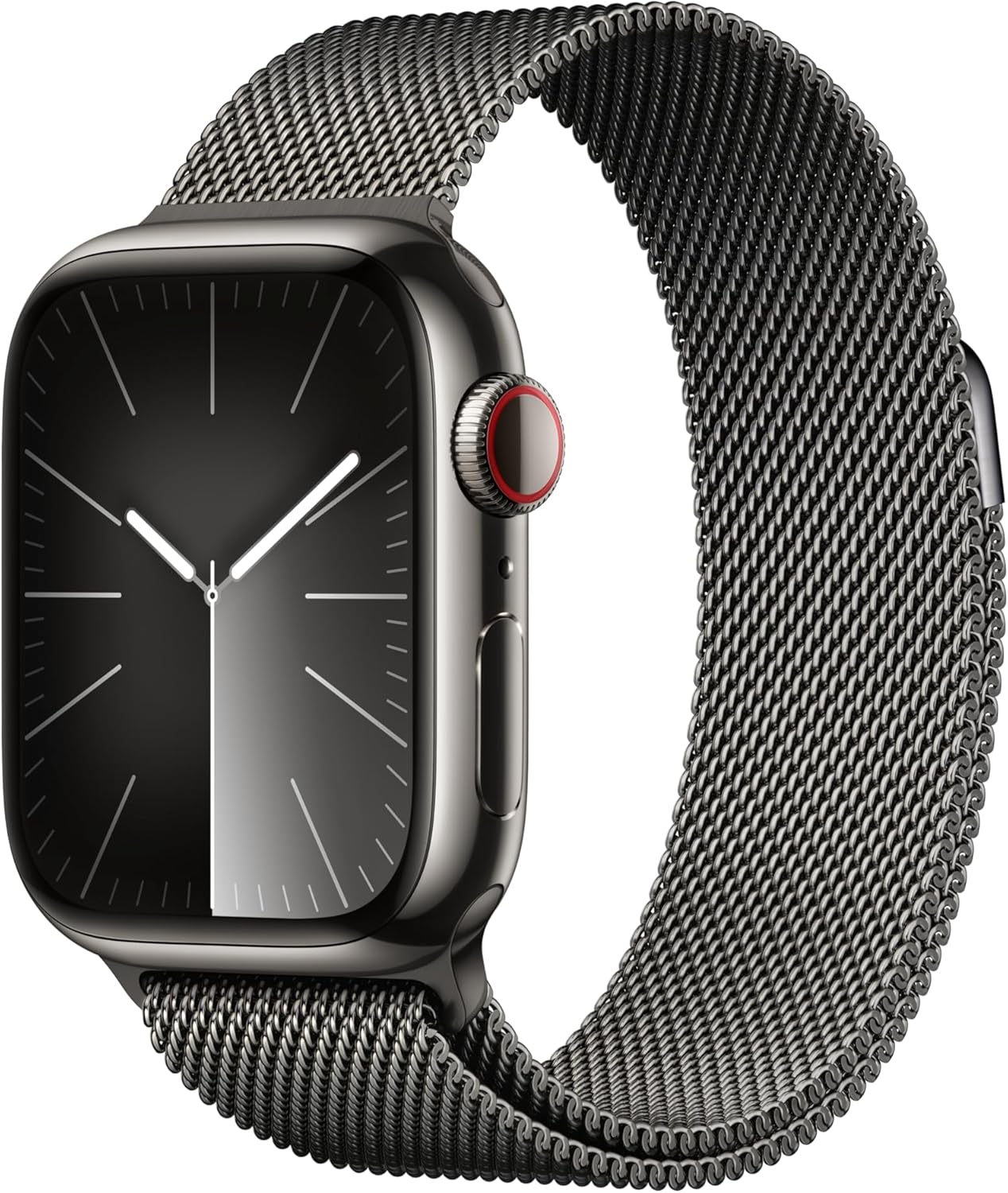 Apple Watch Series 9 [GPS + Cellular 41mm] Smartwatch with Graphite Stainless Steel Case with Graphite Milanese Loop. Fitness Tracker, Blood Oxygen & ECG Apps, Always-On Retina Display