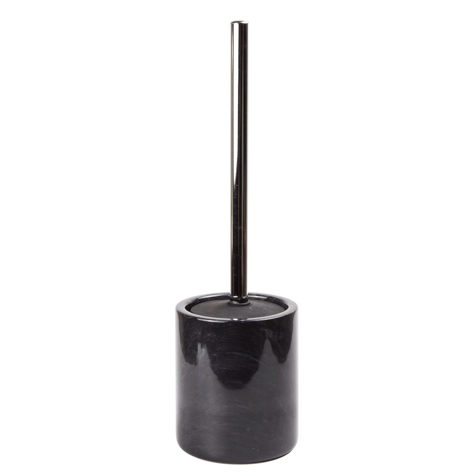 Creative Home Genuine Black Marble Toilet Brush Holder Set with Silicone Cover