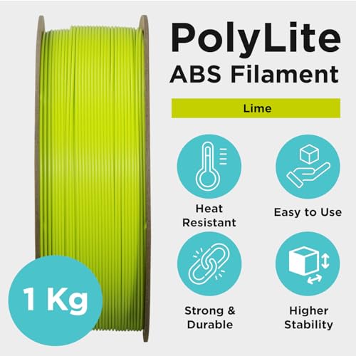 Polymaker ABS Filament 1.75mm Black, ABS 3D Printer Filament 1.75mm Heat Resistant 1kg - PolyLite ABS 3D Printing Filament 1.75mm, Strong & Durable, Dimensional Accuracy +/- 0.03mm