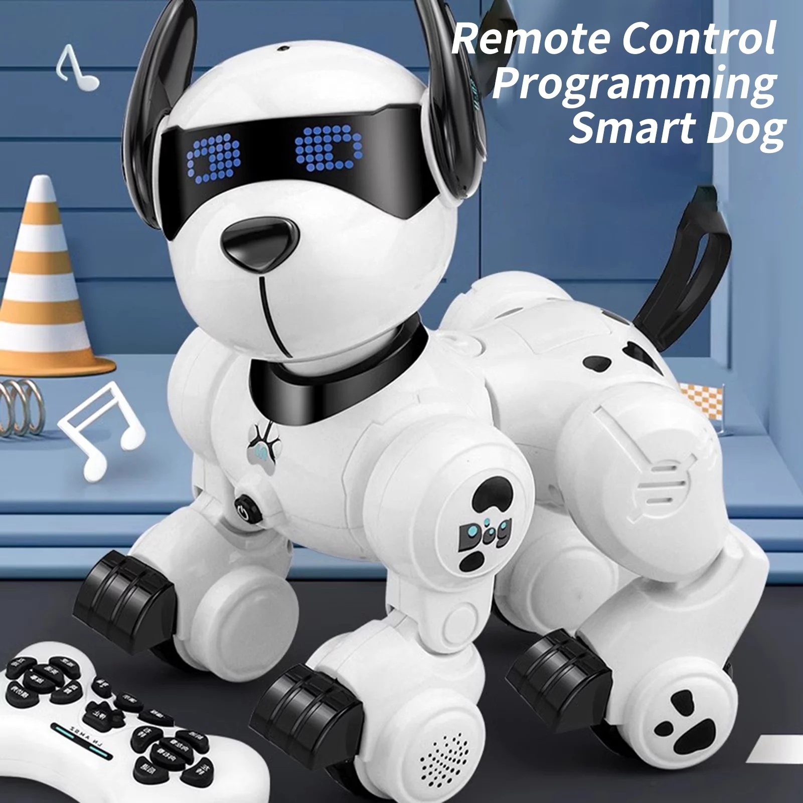 Remote control car Gecheer Remote Control Programming Smart Dog Robotic Patrol Dog Programmable Remote Control Dog  Intelligent Patrol Dog Toy with  Function Songs  Demonstration Programming Rotating