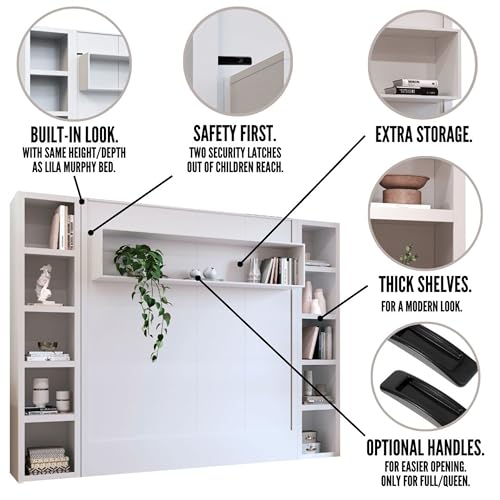 Oakland Living Easy-Lift Queen Murphy Wall Bed in Brown Wood Grain with Two Bookshelves