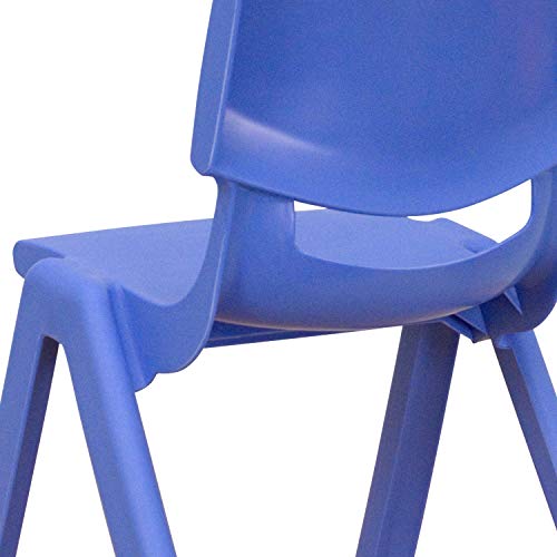 EMMA + OLIVER 4 Pack Blue Plastic Stackable School Chair with 10.5