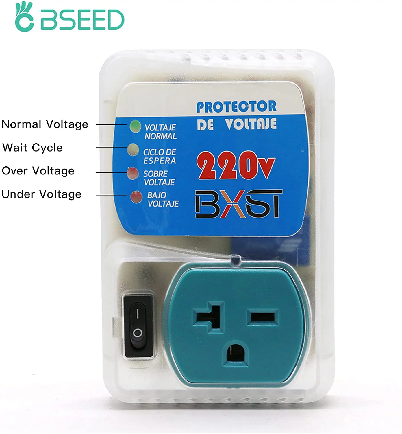 US Plug Home Appliance Surge Protector Power Suppressor Voltage Brownout Outlet 220V 2400W 20A (1 Pack)