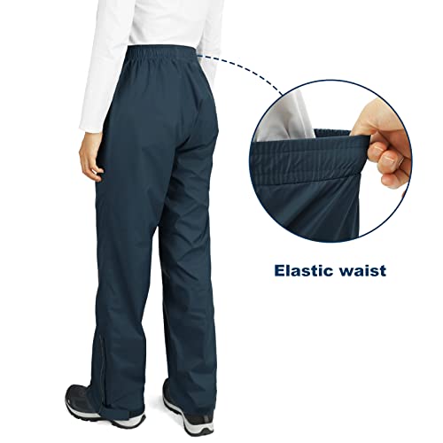 Outdoor Ventures Women's Rain Pants Packable Waterproof Hiking Pants Windproof Breathable Outdoor Rain Over Pants