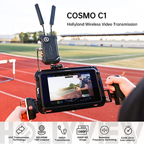 Hollyland Cosmo C1 [Official] 1000ft Wireless HDMI/SDI Video Transmission System 40ms 1080P 12-20Mbps 5G Image&Audio Transmitter Receiver, Embedded UVC Live Stream Seamless Channel Switch SDI-Loopout