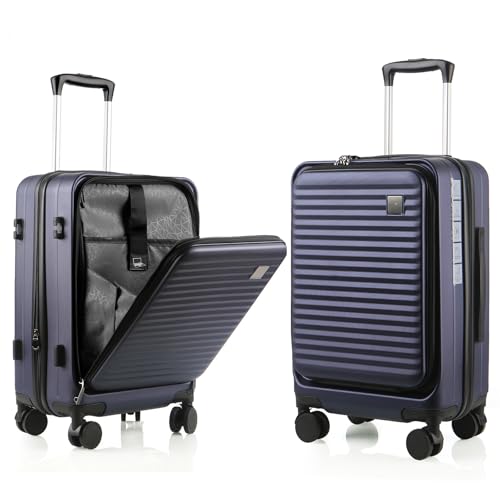 Expandable Carry On Luggage Durable Hardside Lightweight Rolling Suitcases with Spinner Wheels TSA Lock, (Black, 20-Inch)