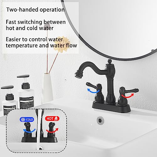 GGStudy 360° Swivel Antique Brass Bathroom Vessel Sink Faucet Single Handle One Hole Matching with Pop Up Drain