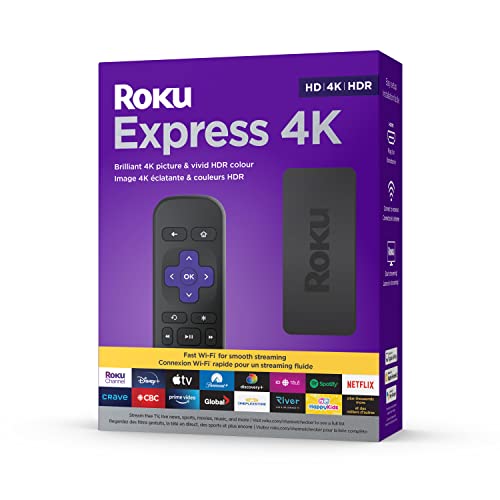 Roku Express 4K 2022 | Streaming Media Player HD/4K/HDR with Smooth Wireless Streaming and Roku Simple Remote with TV Controls, Includes Premium HDMI Cable, white-70 (Renewed)