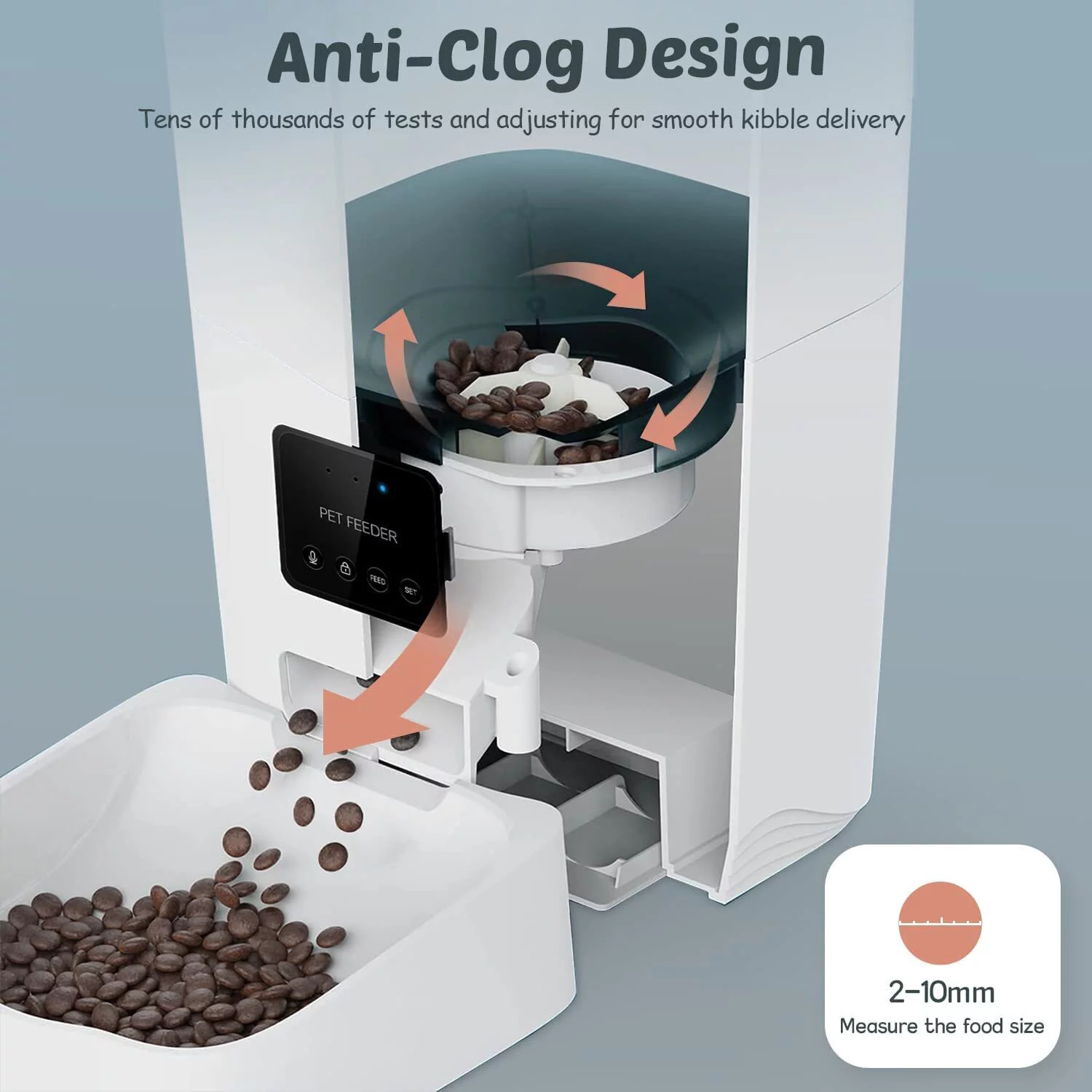 Dokoo Automatic Cat Feeder,App Control,Wi-Fi Enabled Smart 3L Clog-Free Auto Dog Food Dispenser with Portions & Control 1-10 Meals per Day，10S Voice Recorder Pet Timer Feeder for Cat and Dogs