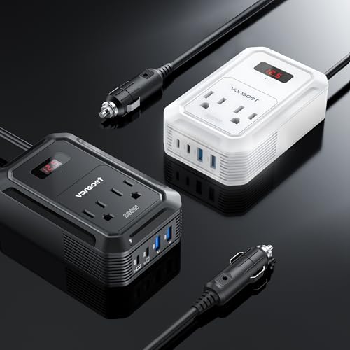 200W Car Power Inverter DC 12V to 110V AC Inverter with PD 65W/30W USB C & 2 QC 18W USB Ports & 2 AC Outlets,Car Pluɡ Adapter Outlet for Laptop/Phone/Road Trip