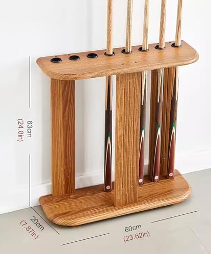 Billiard Pool Cue Rack for 8 Sticks - Floor Stand Holder, Game Room Accessories for Pool Bars & Clubs, Light Brown, 60x20x63cm, Ideal for Billiard Players