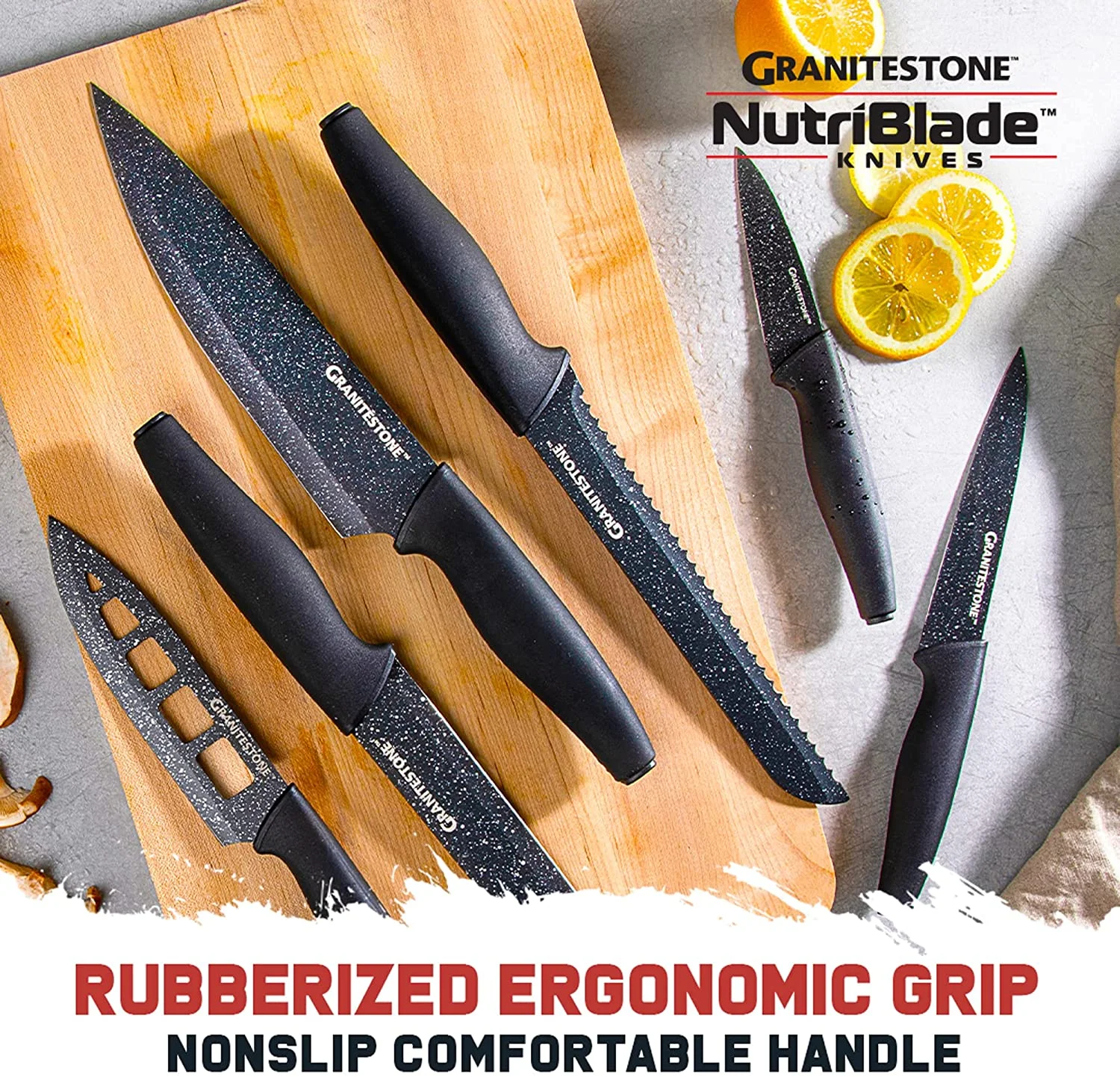 Granitestone Nutriblade Knife Set 6 Piece Knives Set, Dishwasher Safe