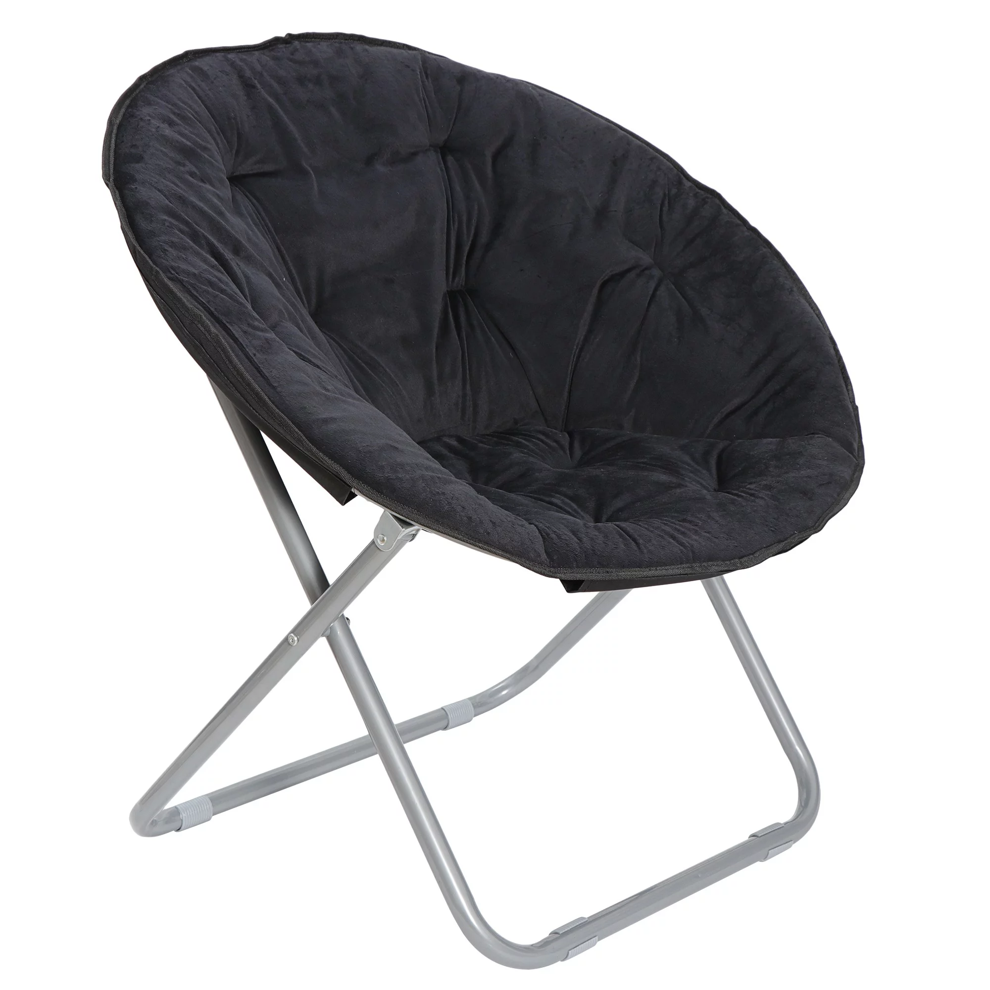 ZENSTYLE Metal Frame Moon Chair Seat Saucer Chair Soft Folding, Black