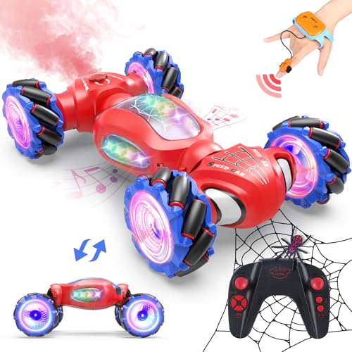 Dysaim Gesture RC Car, Birthday Gifts Toys for Boys 6-12 Year Old, 4WD Remote Control Car 360° Rotate Transform Drift RC Stunt Cars with Lights Music Sprayer, 2.4Ghz Hand Controlled