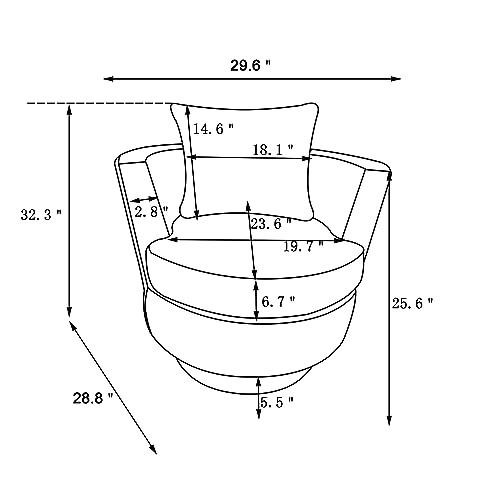 Swivel Barrel Chair,Teddy Round Swivel Accent Chair,Comfy Modern 360 Degree Swivel Reading Chair,Sherpa Armchair Swivel Club Chair for Bedroom,Hotel, Living Room,Nursery,White