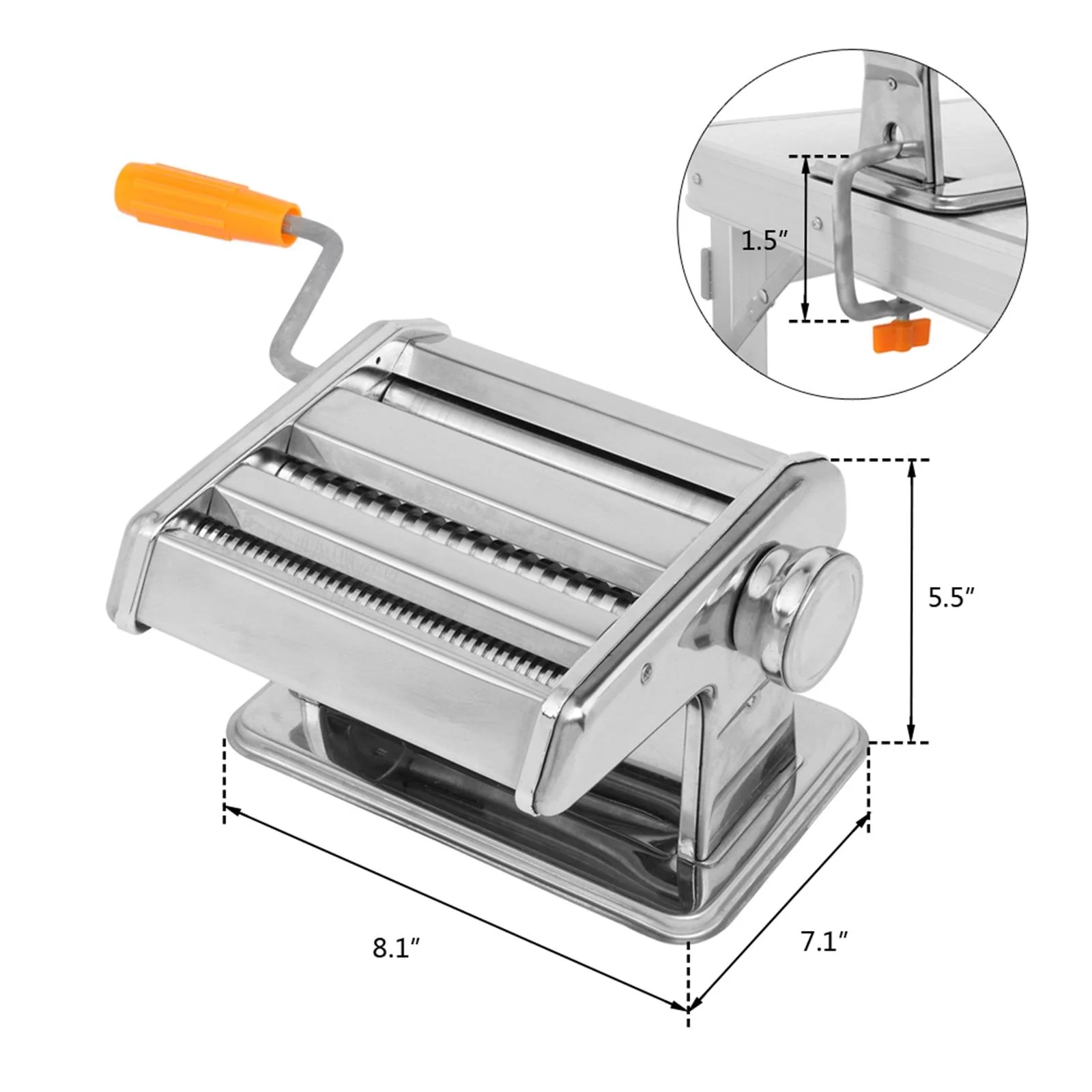 Home Kitchen Stainless Steel Pasta Maker Noodle Making Dough Roller Cutter Machine