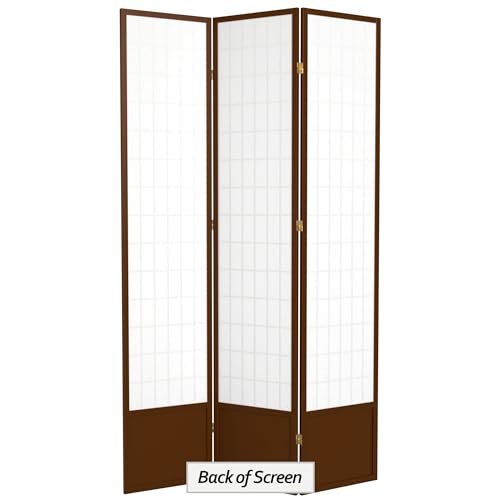 Red Lantern 7 ft. Tall Window Pane Shoji Screen-White-3 Panels Room Divider