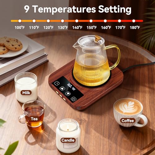 Coffee Mug Warmer & Mug Set for Desk, Electric Coffee Cup Warmer with 16oz Heated Mug, Temperature Control Smart Coffee Heater with Auto Shut Off & 9 Temp Settings, Gifts for Men Women, Black