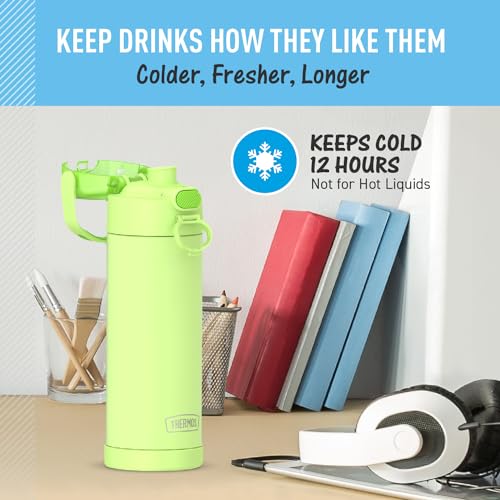 THERMOS FUNTAINER 16 Ounce Stainless Steel Vacuum Insulated Bottle with Wide Spout Lid, Apricot