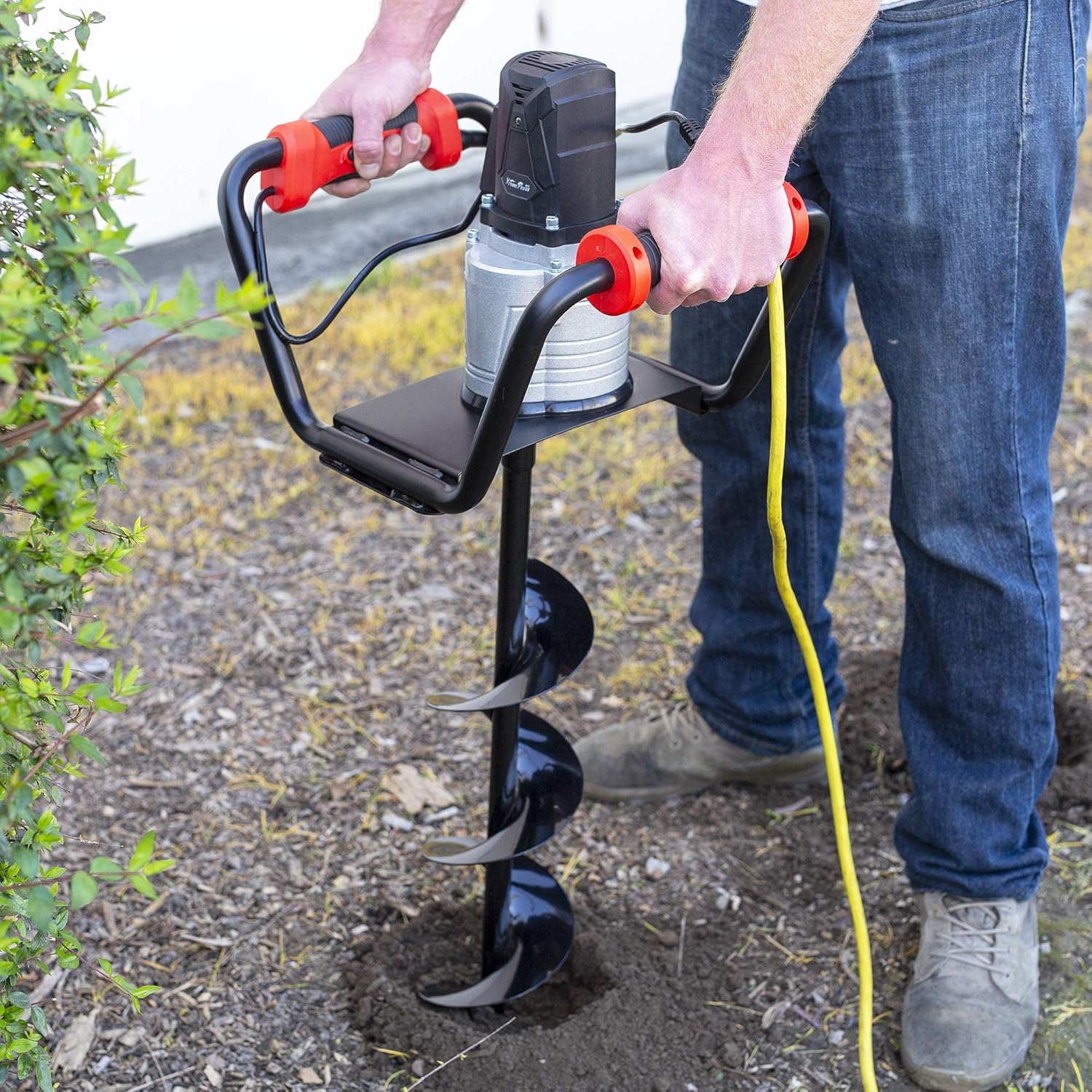 XtremepowerUS 1500W Post Hole Digger Earth Auger Hole Digger Electric Auger Digging Tools Auger with 6
