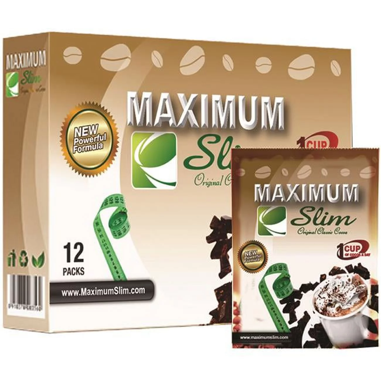 Maximum Slim Original Classic Cocoa Powder, 12 Ct