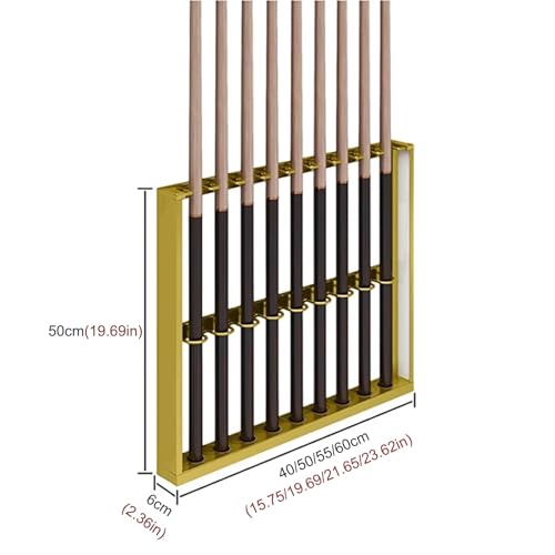 Wall Mount Billiard Cue Stand, Metal Pool Cue Rack with Double Layer U-Shaped Slots, Pool Accessories for Game Room & Club, Durable 55x6x50cm, Stylish Orange