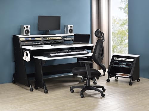 EX88 Series 88 Keys Music Studio Desk Workstation with Rack Cabinet (Black)