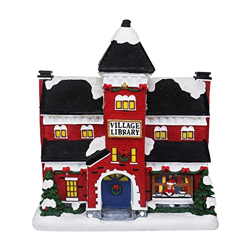 Christmas Village Sledding Down Hill - Lighted Musical Snow Village with 8 Animated Kids Going Down The Mountain