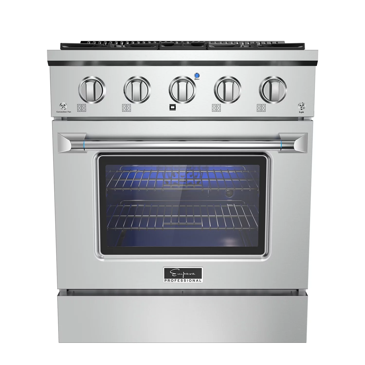 Empava 30 in. 4.2 cu. ft. Pro-Style Slide-In Single Oven Gas Range with 4 Sealed Ultra High-Low Burners - Heavy Duty Continuous Grates in Stainless Steel