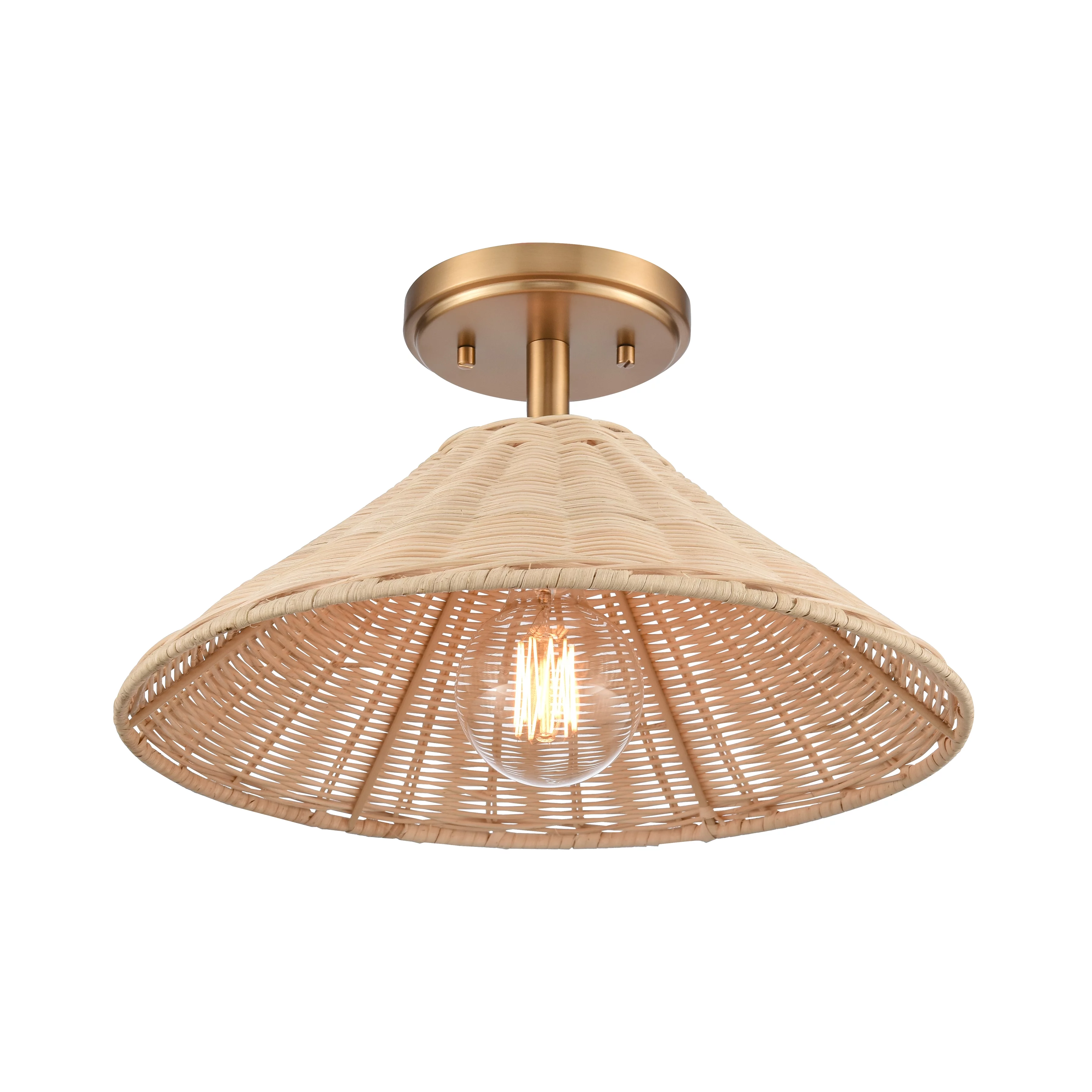 Elk Home Rydell 1 Light Semi Flush Mount, Transitional, Brushed Gold