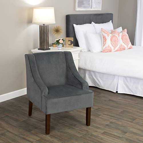 HomePop Velvet Swoop Arm Accent Chair, Suri Blue