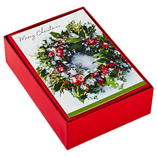 Hallmark Boxed Christmas Cards, Snowy Wreath (40 Cards and Envelopes)