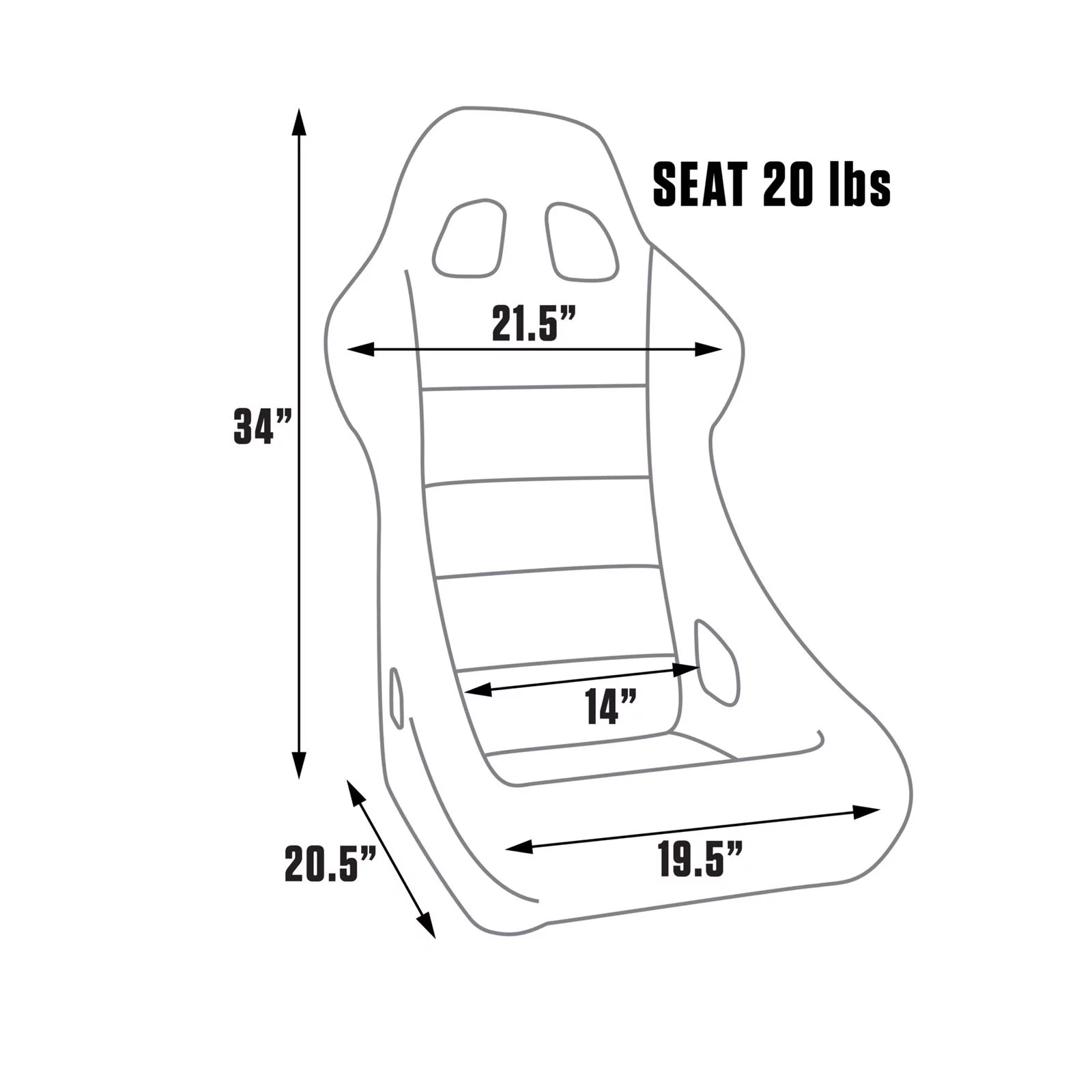 Procar 80-1790-52 Pro-Sport Fixed Back Seat, Grey Vinyl