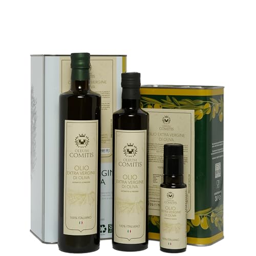 Oleum Comitis - Extra Virgin Olive Oil 100% Italian Cold Pressed - Made in Italy - 6 Bottles of 750 ml (25.4 fl oz)