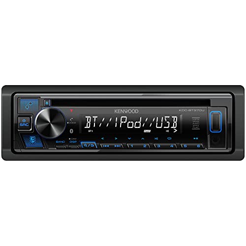 KENWOOD KMM-BT270U Bluetooth Digital Media Car Stereo Receiver with USB Port – AM/FM Radio, MP3 Player, High Contrast LCD, Detachable Face Plate, Single DIN, 13-Band EQ