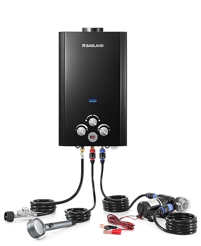 GASLAND Outdoors BE158B 1.58GPM 6L Portable Gas Water Heater, Instant Propane Heater, Overheating Protection, Easy to Install, Use for RV, Cabin, Barn, Camping, Boat, Black
