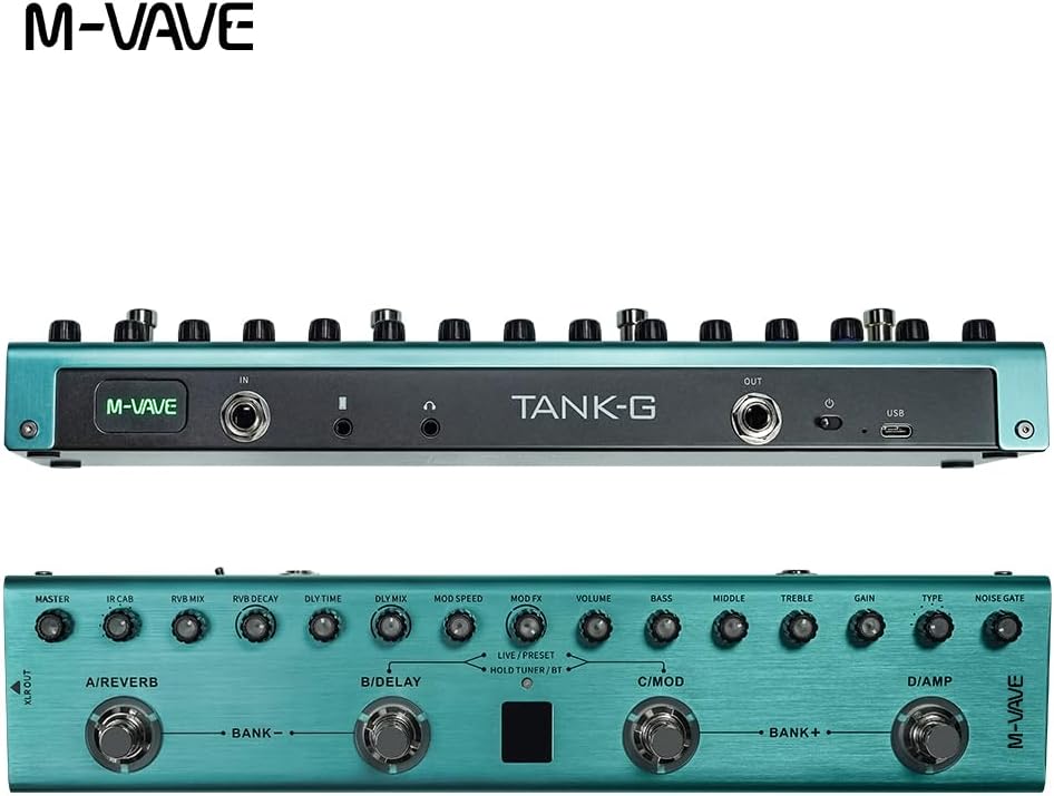 Multi Effects Guitar Pedal - Digital Electric Guitar Effector with 36 Editable Presets, Chorus, Delay, Reverb, MOD, IR Loading, Recording, Tuner, Built-in Battery, Bluetooth Connection