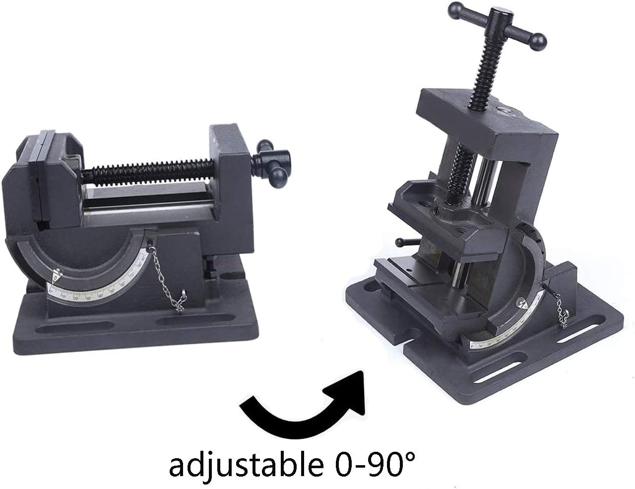 4.25 Inch Drill Press Tilting Angle Vise 0-90 Degree Swivel Industrial Strength Benchtop Vises Drill Press Vise Heavy Cast Iron Cradle Style Drill Clamp Vice