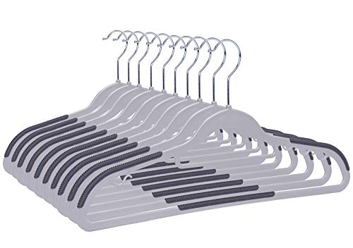 Quality Hangers Clothes Hangers 50 Pack - Non-Velvet Plastic Hangers for Clothes - Heavy Duty Coat Hanger Set - Space-Saving Closet Hangers with Gray Swivel Hooks - Functional Non-Flocked Hangers