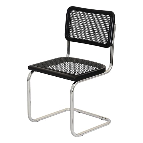 Breuer Chair Company Marcel Breuer Cesca Cane Cantilever Side Chair w/Chrome Steel Frame Walnut Wood & Natural Cane