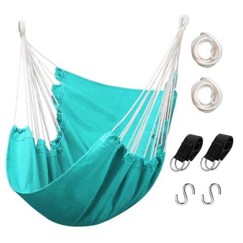 Hommtina Hammock Chair Hanging Rope Swing, Max 300 Lbs Hanging Chair with Pocket & Durability Perfect for Outdoor, Home, Bedroom, Patio, Yard (Pillows NOT Included,Dark Gray)