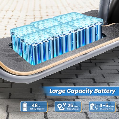 Caroma Peak 500W/800W/1200W Electric Scooter with Seat, 30 Miles Max Range Electric Scooter Adults&Teens, 48V Large Battery, 20MPH Top Speed Foldable Ebike, Adjustable E-Bike with Basket&Kid Seat