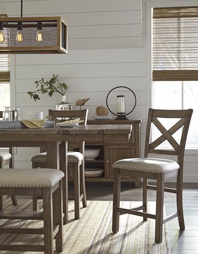 Signature Design by Ashley Robbinsdale Casual Removable Center Leaf Dining Extension Table with Trestle Base, White