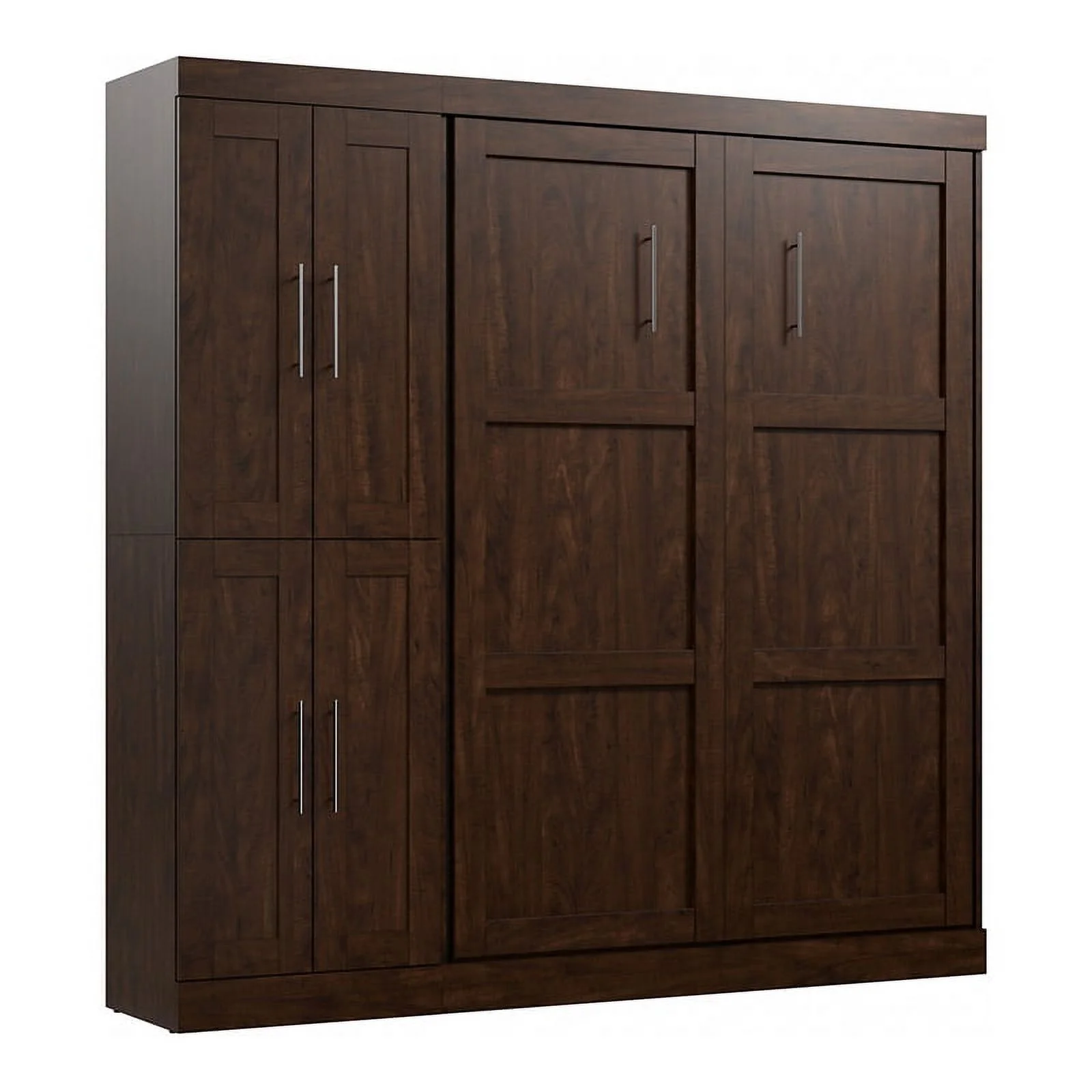 Bestar Pur 84W Engineered Wood Full Murphy Bed w/ Closet Organizer in Chocolate